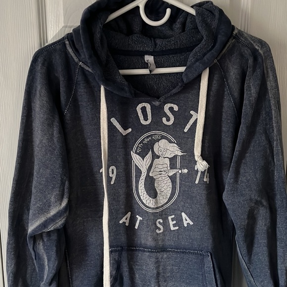 OBX Lost at Sea Mermaid acid wash drawstring hoodie - Picture 1 of 11